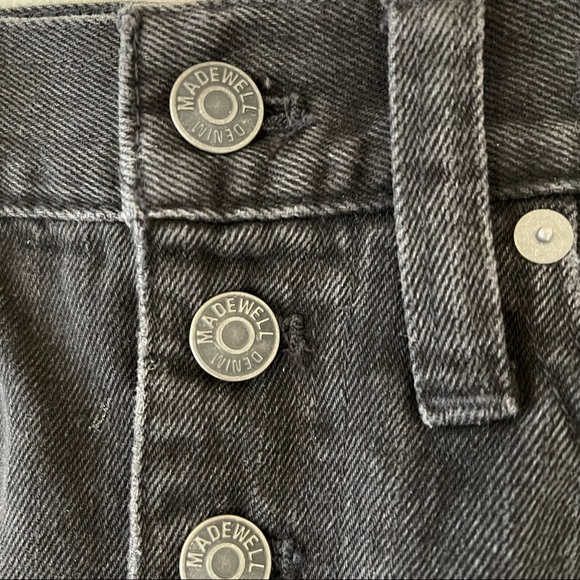 Madewell Rigid Denim A-Line Mini Skirt Lunar Black Wash Button-Front Edition-24 - Picture 6 of 12